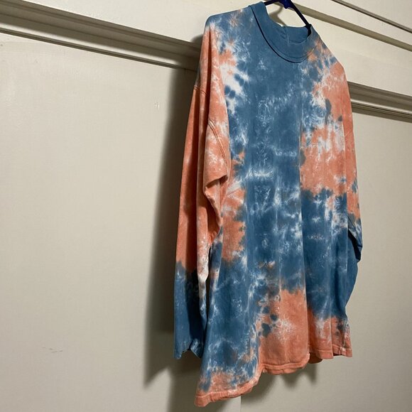 We the Free long sleeve, blue, peach & white tie dye tunic, size S - Picture 3 of 10